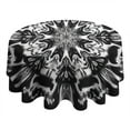 thumbnail image 4 of Black White Tie Dye Mandala Pattern Round Tablecloth 60"x60",Wrinkle Wipeable Table Cloth for Kitchen Dining Room Picnic Patio Party, 4 of 6