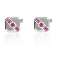 thumbnail image 4 of Art Deco Natural Ruby Silver With Gemstone Cufflinks, Solid Silver Cufflink Set for Men 2 pcs with Gift For Her, 4 of 5