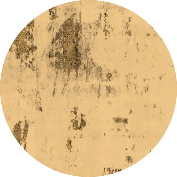Ahgly Company Indoor Round Abstract Brown Modern Area Rugs, 5' Round