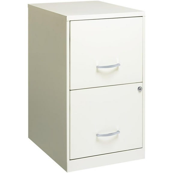 Maklaine Traditional 18" 2 Drawer Metal Filing Cabinet Pearl White