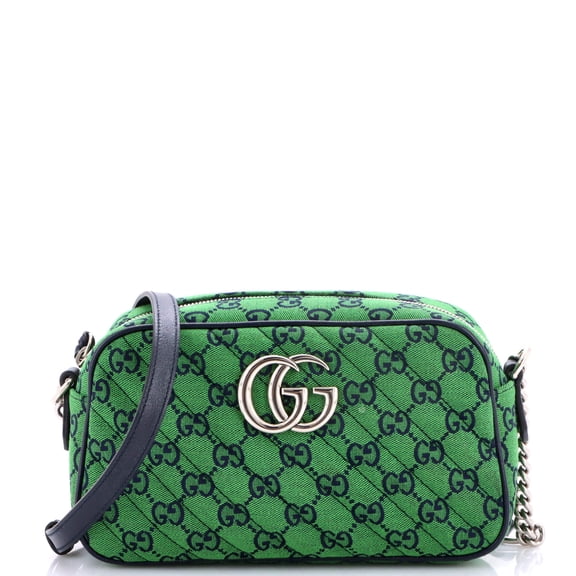 Pre-Owned GG Marmont Shoulder Bag Diagonal Quilted GG Canvas with Leather Small By Rebag