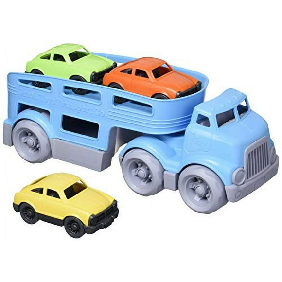 Green Toys Porte-Voitures, CB Bleu - Jeu de Simulation, Compétences Motrices, Véhicules Jouets pour Enfants. Sans BPA, Phtalates, PVC. Lavable au Lave-Vaisselle, Plastique Recyclé, Fabriqué aux États-Unis.
