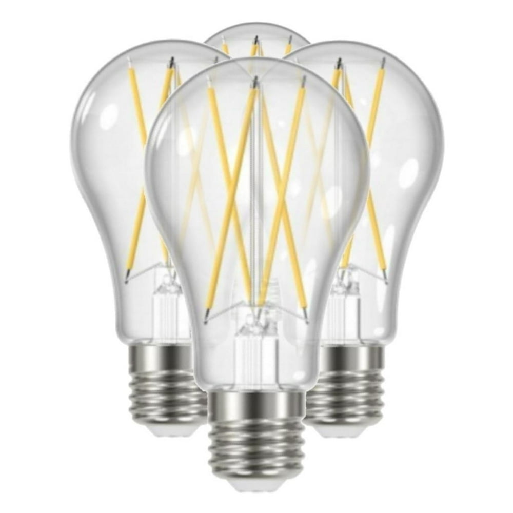 Satco 11514 12W A19 LED Clear Medium Base 3000K 120V 4 Pack A19 A satco-11514-12w-a19-led-clear-medium-base-3000k-120v-4-pack-a19-a