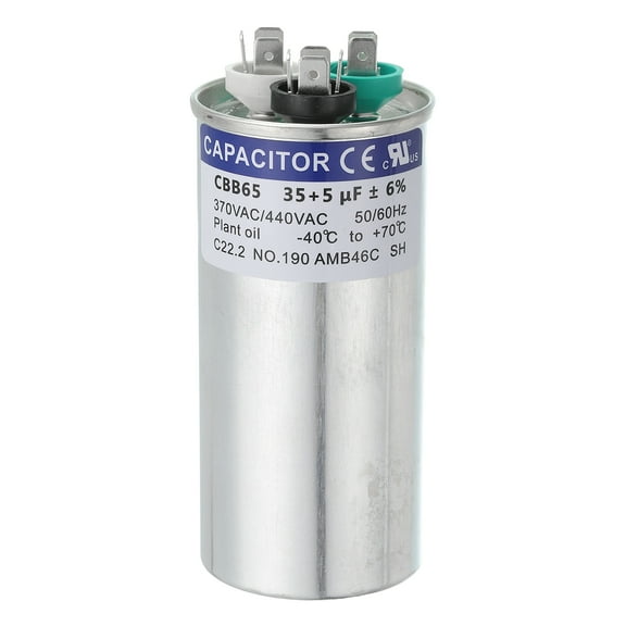 Uxcell CBB65 Capacitor, 35 5uF 370-440 VAC 50/60Hz Aluminium CBB65 Air Conditioner Motor Starting Round Capacitor for HVAC Systems, Air Conditioner, Heat Pump