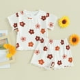 thumbnail image 2 of Bagilaanoe 2pcs Toddler Baby Girl Shorts Set Short Sleeve Flower Print T Shirt Tops + Shorts 6M 12M 18M 24M 3T 4T Kids Casual Summer Clothes, 2 of 8
