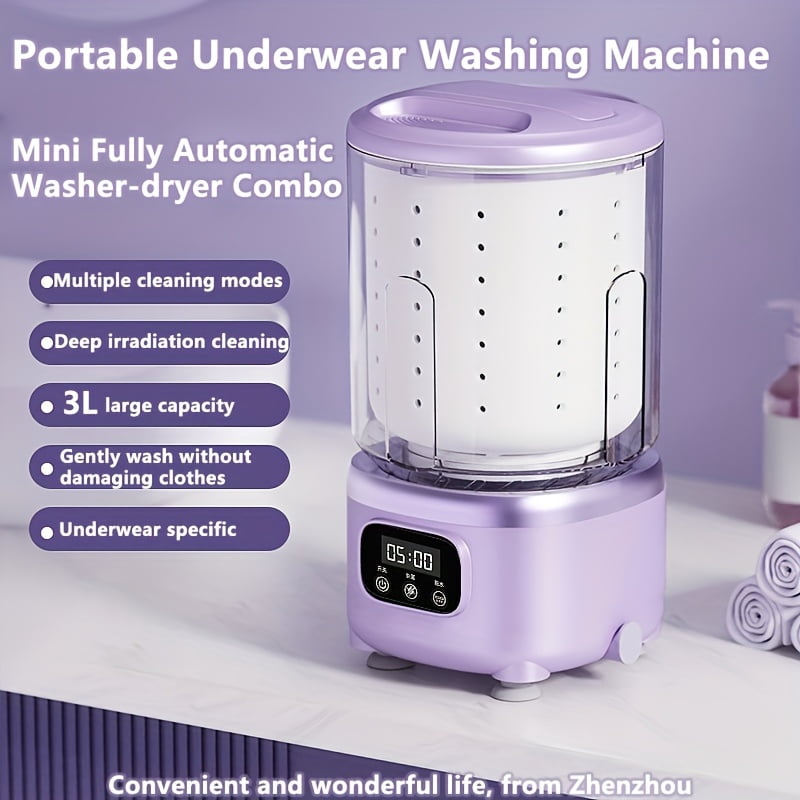 101.44oz 3-in-1 Fully Automatic Wireless Mini Washer Dryer, 3000mAh Rechargeable Portable Laundry Cup for Underwear, Socks, Business Trips, Gym and Indoor Travel Use