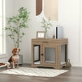 thumbnail image 6 of 31.5" Dog Crate End Table - Brown Steel Kennel with Removable Cushion & Storage Drawer for Small/Medium Dogs, 6 of 8