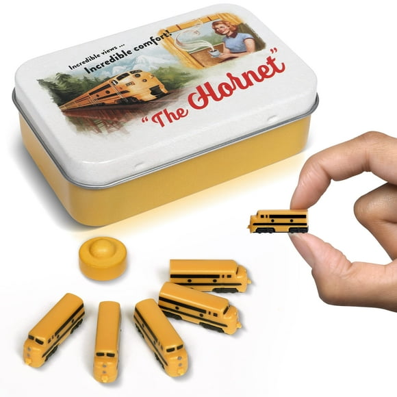 Hornet Deluxe Board Game Train Set | Player Pieces for Ticket to Ride and Other Adult, Family, and Kids Train Board Games | Upgraded Miniatures (Yellow)