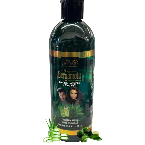 Alma Belleza Champú de bergamota biotina colageno y aloe vera Peso neto 33.8 fl. onz