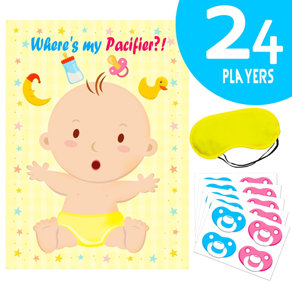 30 Guest WITH Blindfold, PINK Pin the Dummy Baby Shower Game 