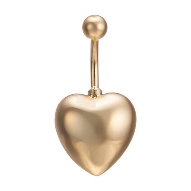 tredstone Smooth Surface Heart Navel Belly Button Ring Copper Umbilical Nail Studs Body Piercing Jewelry