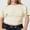 Light Yellow, variant on LMLYSoH Womens Summer T Shirt Short Sleeve Crew Neck Solid Color Casual Ruched Cinched Waist Crop Tops