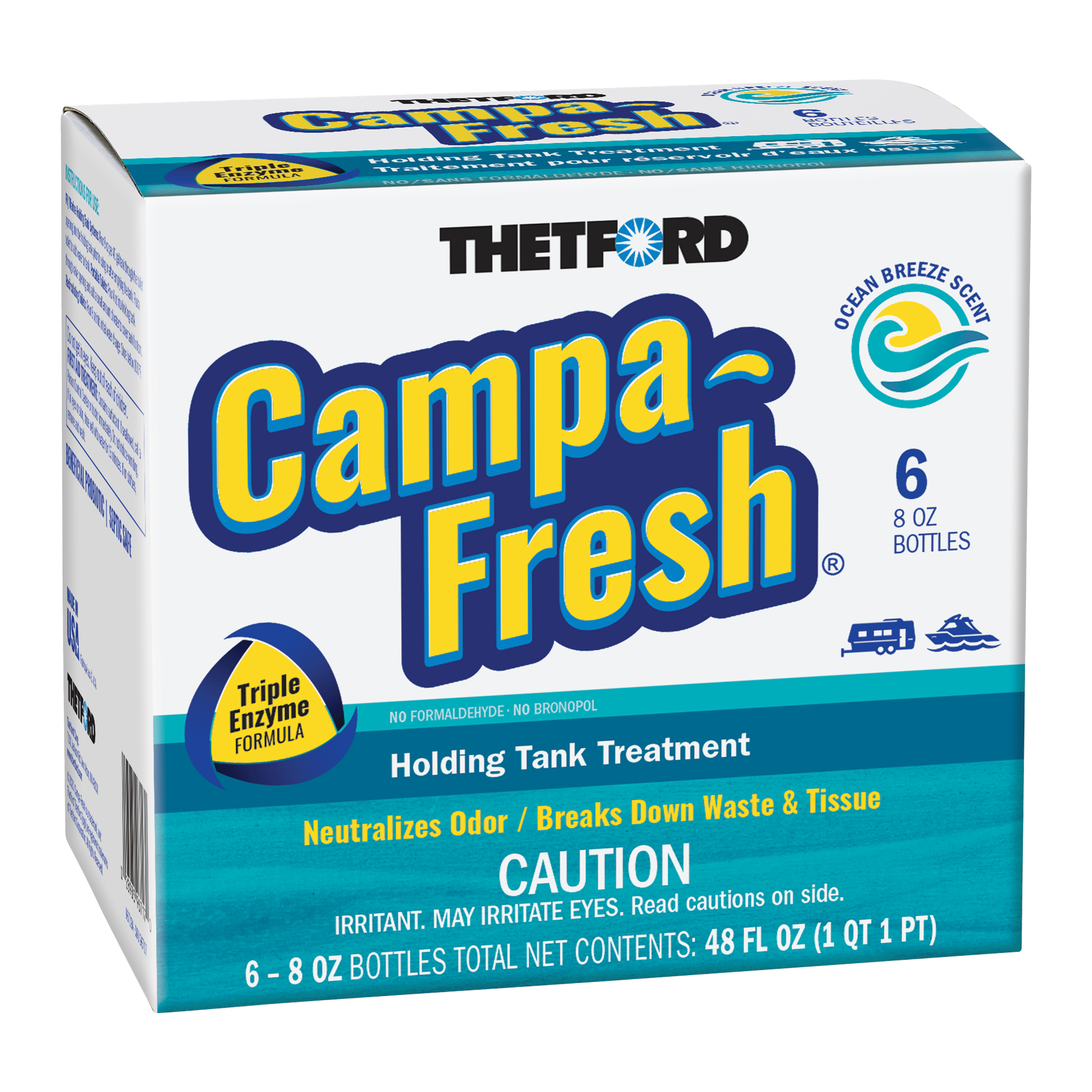 (2 pack) Thetford Campa-Fresh® Ocean Breeze 6x8 oz Liquid Holding Tank Treatment. RV Sewer System Accessories