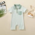thumbnail image 2 of Sopiago Baby Boys Summer Wallfe Romper Striped Jumpsuit Toddler Boy Bodysuit Short Sleeve Onesies Boy Playsuit (Green,0-6 Months), 2 of 7