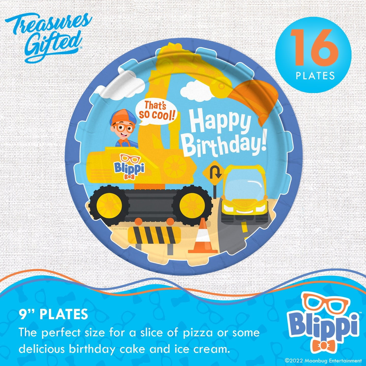 Blippi Vehicle Party Tableware Deluxe Set for 16 Guests