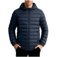 thumbnail image 3 of UVEASISHA Winter Down Jackets for Men Waterproof Lightweight Parkas Detachable Hooded Packable Puffer Jacket Thick Warm Quilted Coats with Pockets Blue M, 3 of 9