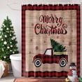 thumbnail image 4 of Shower Curtains Sets for Bathroom Decor Retro Farm Plaid CarWaterproof Bathroom Curtain with Hooks,Buffalo Grid Xmas Tree on Wood Grainfor Bathroom Decor,72x72IN, 4 of 9