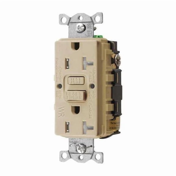 Hubbell Autoguard Tamper-Resistant And Weather Resistant Gfci Receptacle, Ivory, Nema 5-20R, 125 Volts, 20 Amps
