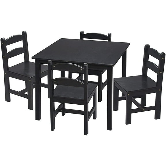 Gift Mark Table Set with 4 Chairs-Color:Espresso,Shape:Square