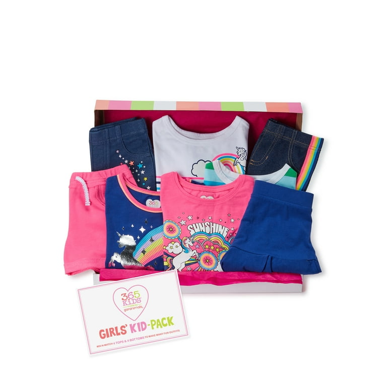 365 Kids From Garanimals Girls' Clothing Mix & Match Kid-Pack Gift Box,  8-Piece Outfit Set