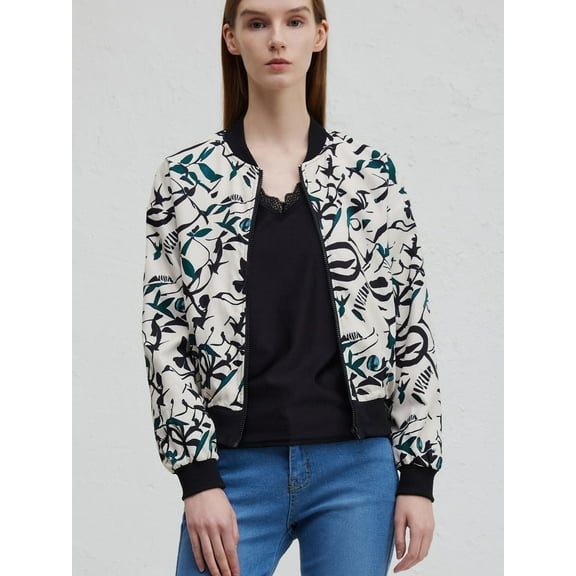 OYYNIIS Women's Bomber Jacket Casual Coat Zip Up Spring Fall Clothes Lightweight Thin Pocket Top Casual Jacket