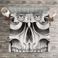 thumbnail image 3 of Ambesonne Celebration Quilted Bedspread Set 3 Pcs, Skull Face Angry, King Size, Pale Grey White, 3 of 3