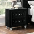 thumbnail image 3 of Furniture of America Gijit Glam Fabric Upholstered 2-Drawer Nightstand in Black, 3 of 3