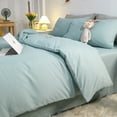 thumbnail image 4 of Bedding Four-piece Set Summer Solid Color Washed Cotton Quilt Cover Bed Sheet Three-piece Set Bedding Quilt Cover Nantong Wholesale, 4 of 6
