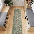 thumbnail image 2 of Ottomanson Extra Long Runner Rug 1'10.5" x 35' – Non-Slip Low Pile Hallway Carpet, Floral Seafoam Green, 2 of 7