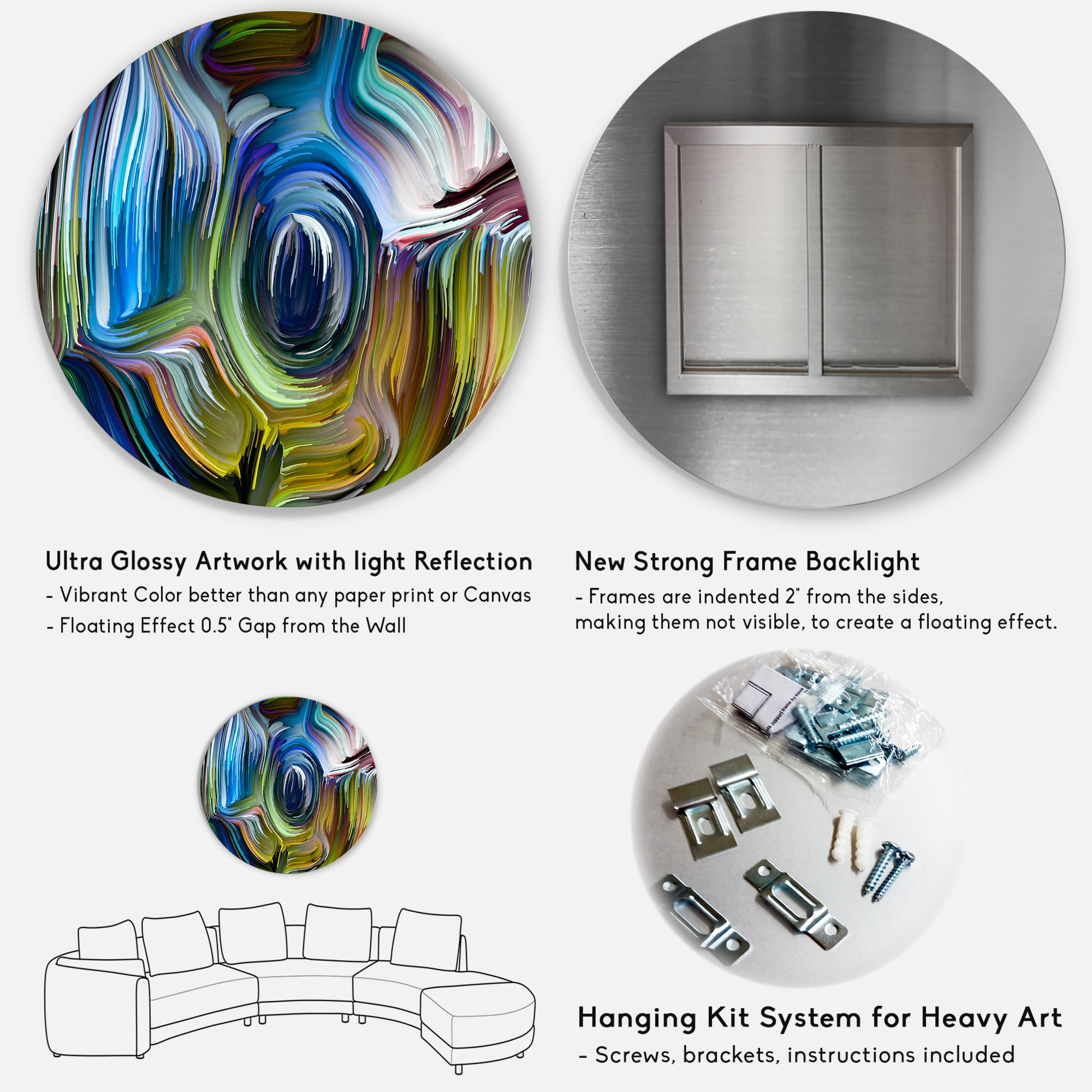 Designart 'Colour Spiral Fusion' Modern Circle Metal Wall Art 23x23 - Disc of 23