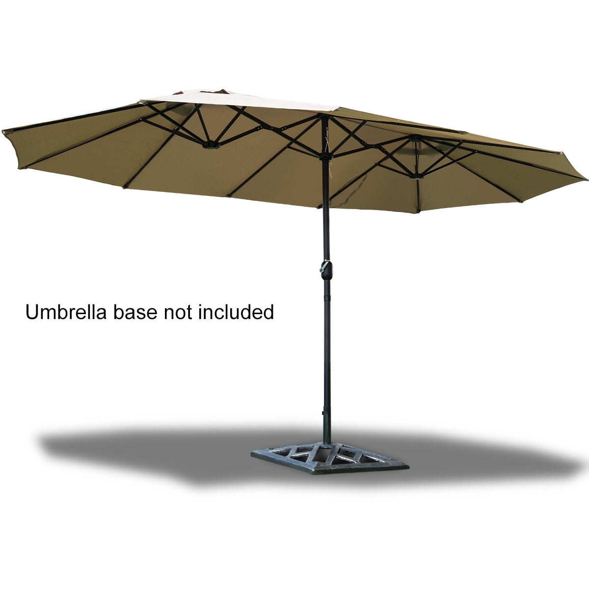 Costway 15' Double-Sided Outdoor Patio Umbrella, Beige Steel Pole, Crank  Lift - Walmart.com