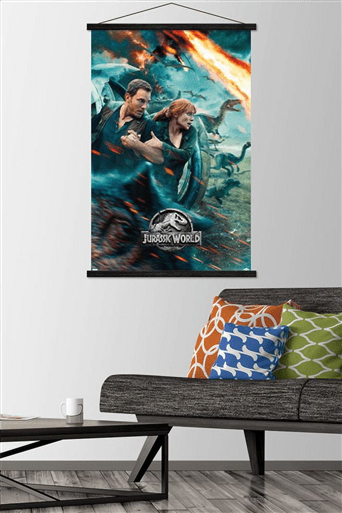Jurassic World: Fallen Kingdom - One Sheet Wall Poster with Wooden Magnetic Frame, 22.375" x 34"