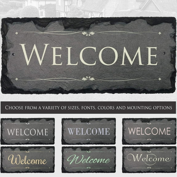 Beautifully Handcrafted and Customizable Slate Home Address Plaque (12"x6" or 18"x8”) Improve the curb appeal of your property with this bespoke house sign.