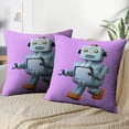 thumbnail image 3 of LALILO Throw Pillow Covers Walking Retro Robot Purple With Robot Cushion Cover 18" x 18", 2 Pack, 3 of 6