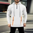 thumbnail image 2 of Dezsed Men's Fleece Hoodies Workout Athletic Pullover Hoodie Long Sleeve Basic Pullover Hooded Sweatshirt White 5XL, 2 of 7