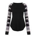 thumbnail image 4 of Abcnature Women Tops Color Block Casual Tunic Blouse Round Neck Pullover Long Sleeve T Shirt Casual Loose Blouse Black S, 4 of 7
