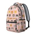 thumbnail image 2 of Multicolor Cat Head Pink Pattern Backpack for School, Cute School Bag with Adjustable Shoulder Straps and Padded Back, 15.3"x11"x7.1", 2 of 5