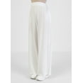 thumbnail image 3 of Wide Leg Elastic Waist Viscose Pants Ecru, 3 of 5