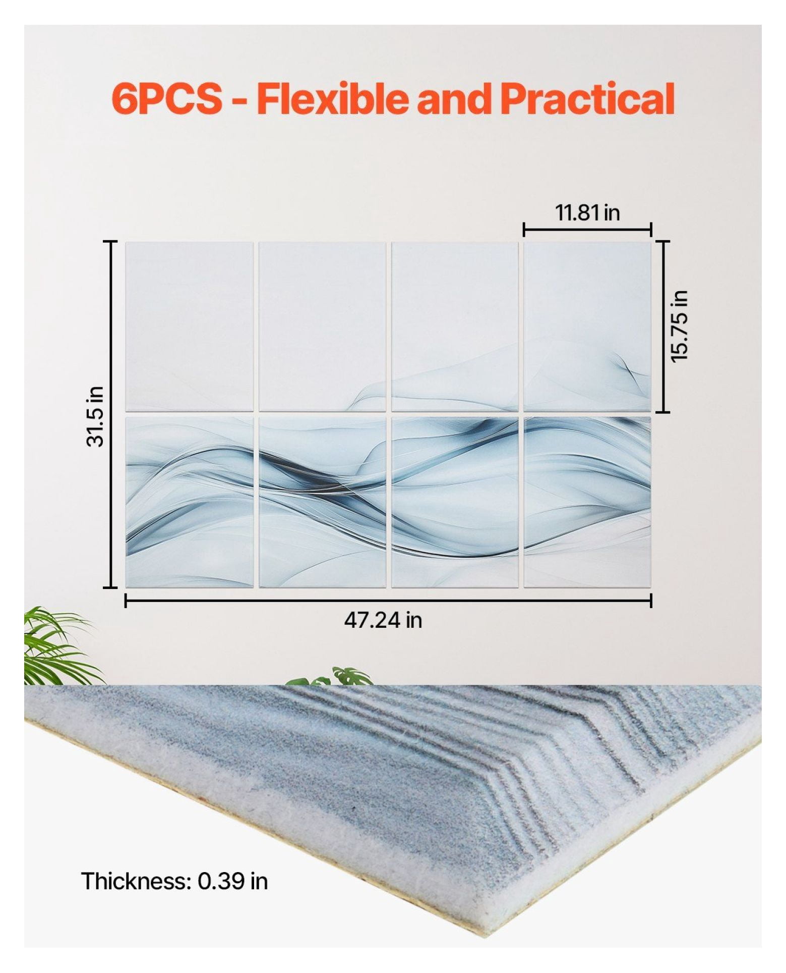Acoustic Panels 8 Pack, 47.24x23.62in Soundproof Tiles, Self Adhesive Sound Dampening Boards for Walls - Home Office Studio Gaming Room