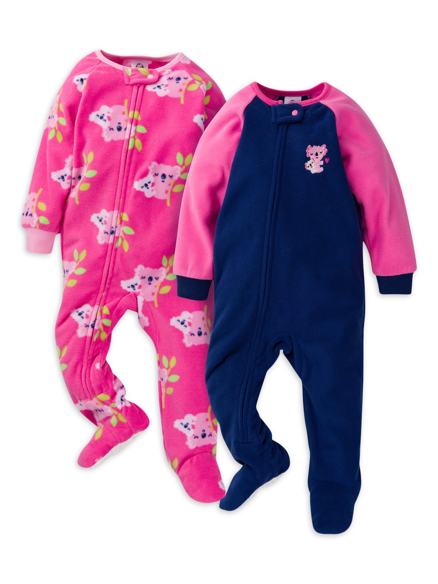 Gerber Baby & Toddler Girls Microfleece Blanket Sleeper Pajamas, 2-Pack  (0/3 Months-5T) - Walmart.com