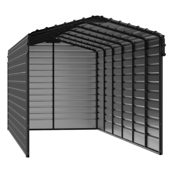 Arrow 10 x 29 x 9 ft Charcoal Steel Carport With 3 Wall Kits