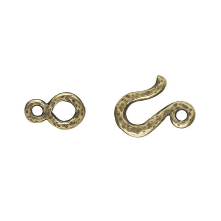 

Clasp TierraCast Soulful Spirit collection hook-and-eye antique brass-plated pewter (tin-based alloy) 20x11mm with hammered design. Sold individually.