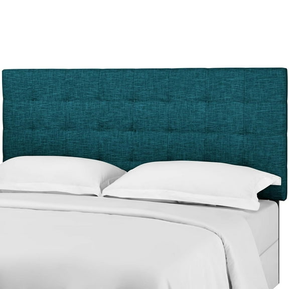 Contemporary Modern Urban Designer Bedroom Full and Queen Size Tufted Headboard, Fabric, Aqua Blue