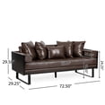 thumbnail image 3 of Noble House Gould Indoor Faux Leather Upholstered Oversized Loveseat, Dark Brown and Black, 3 of 8