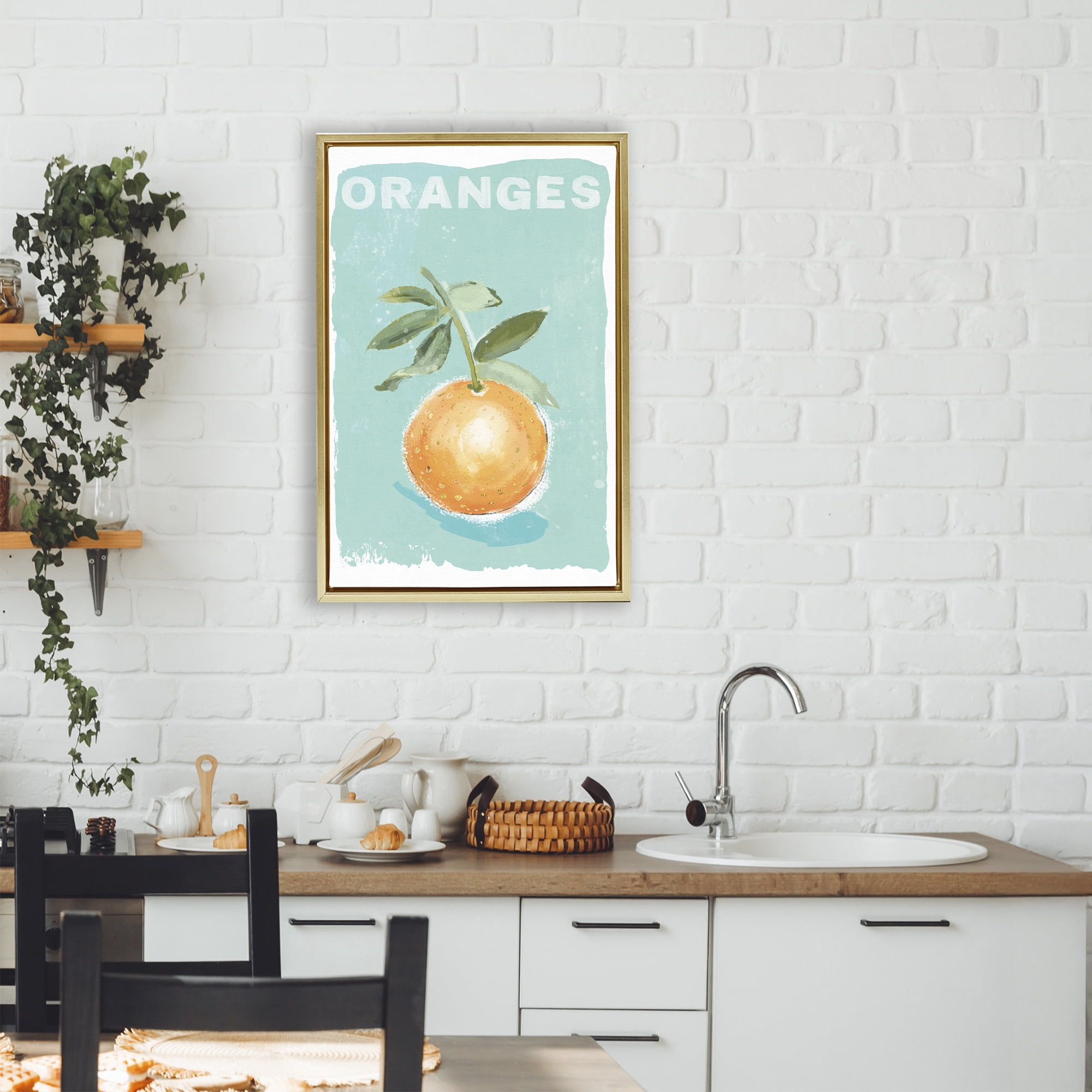 Stupell Industries Orange Twist Motif Gold Framed Floater Canvas Wall Art, design by Chad Barrett