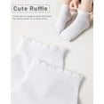 thumbnail image 6 of Tingzi Girls White Ruffle Socks School Uniform Kids Cotton Crew Ankle Cute Frilly Dress Socks 5 Pack, 6 of 7
