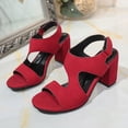 thumbnail image 6 of absuyy Womens Chunky Heel Sandals Red Burgundy T-Strap Open Toe Dress Casual Sandals with Adjustable Buckle Comfortable Block Heel for Wedding Office,Size 5.5, 6 of 9