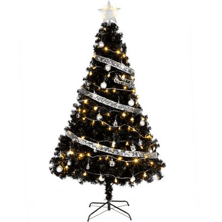 Ktaxon 6Ft Halloween Artificial Christmas Tree Black Halloween Decoration 1600 Branches Xmas Tree