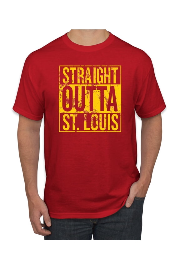 Straight Outta St. Louis STL Fan | Fantasy Baseball Fans | Mens Sports Graphic T-Shirt, Red, 4XL