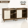 thumbnail image 3 of Gymax Buffet Bahut en Rotin 2 Pcs avec Tablettes Ajustables Armoire de Rangement et Porte Coulissante, 3 of 10